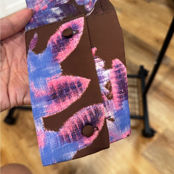 Rococo Sand Brown Floral Long-Sleeve Mini Dress with Purple Print - Picture 6 of 9